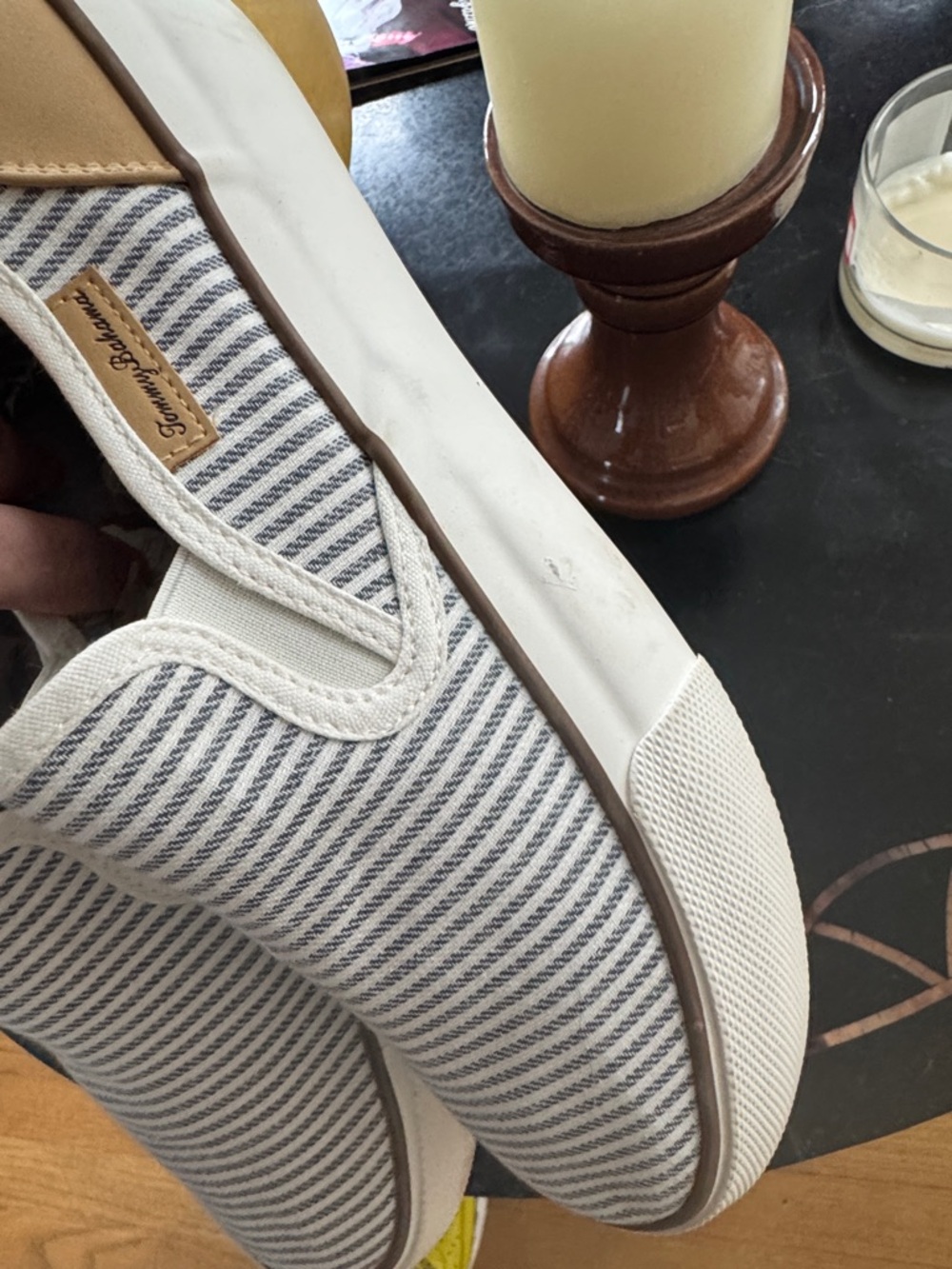 Tommy Bahama Slip-On Canvas Sneakers in Navy Stripe | 9 1/2 runs big - Picture 8 of 9